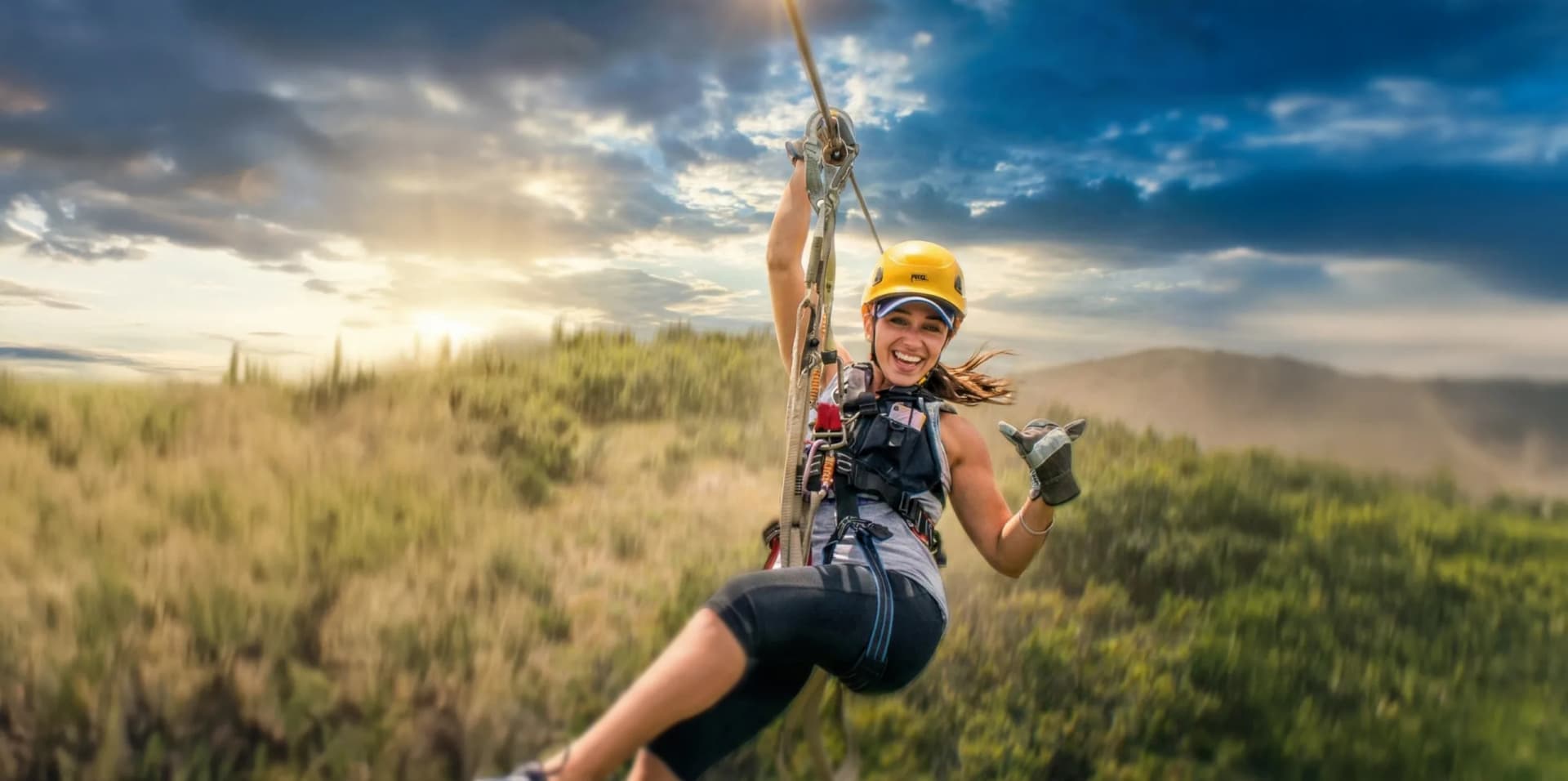 Zipline adventure at The EDGE with stunning Colorado sunset views