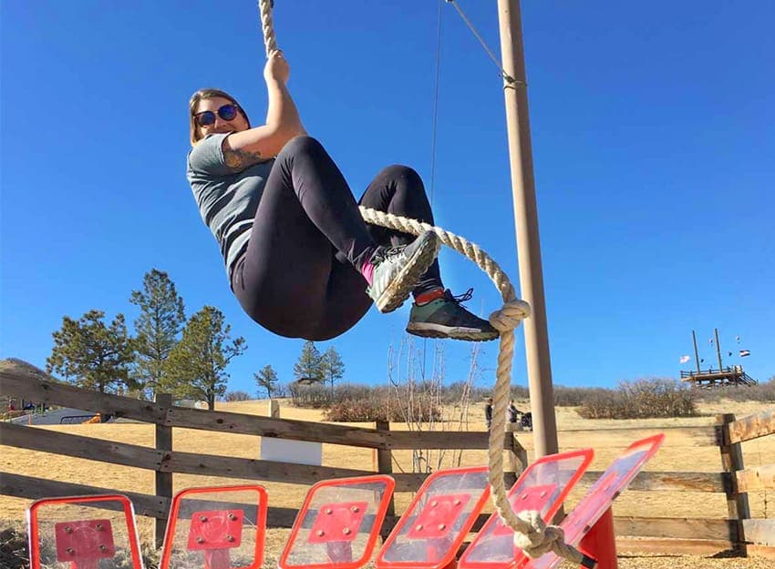Kids tackling the ninja warrior course