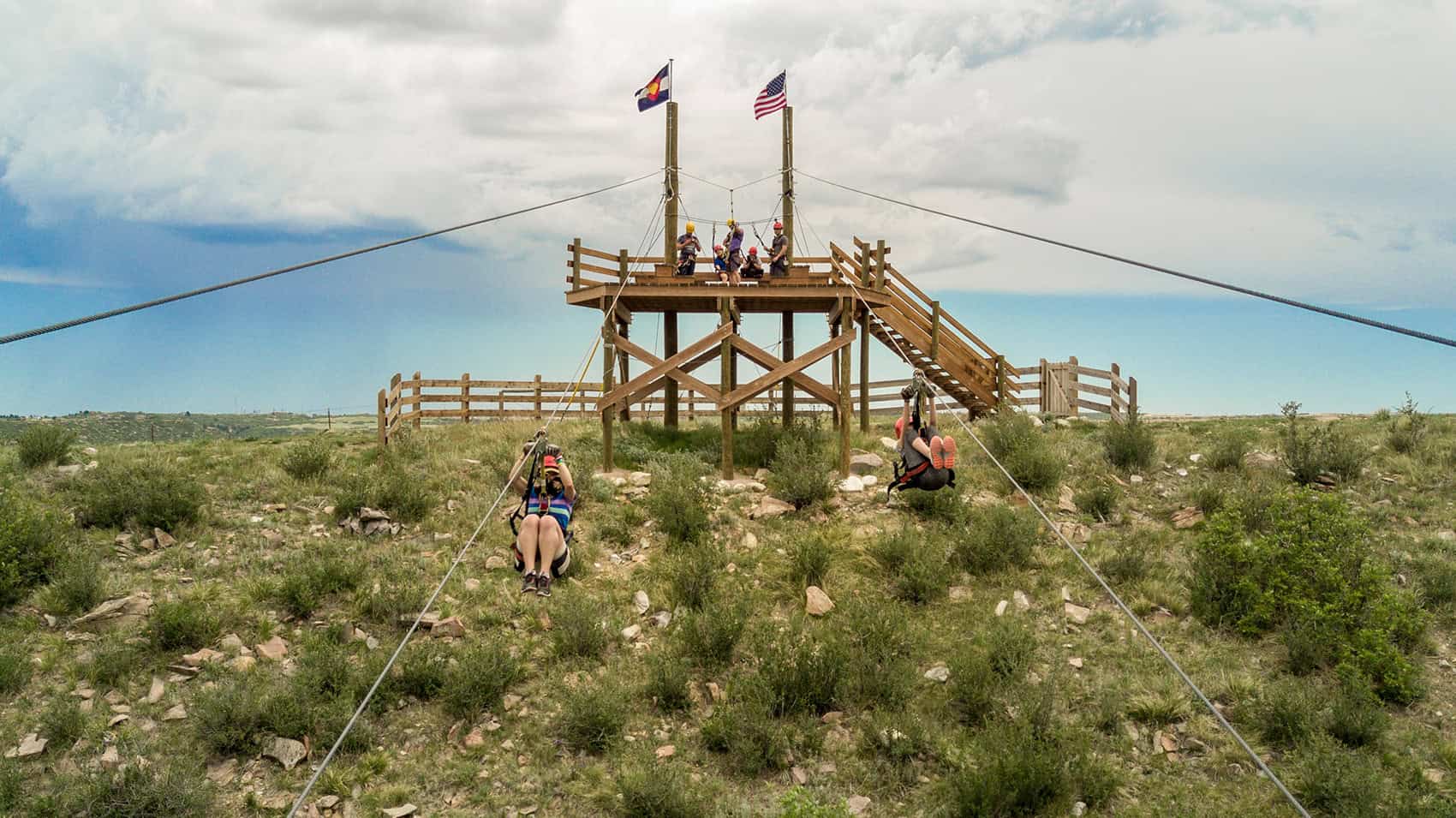 Soaring over the Colorado landscape on a zipline