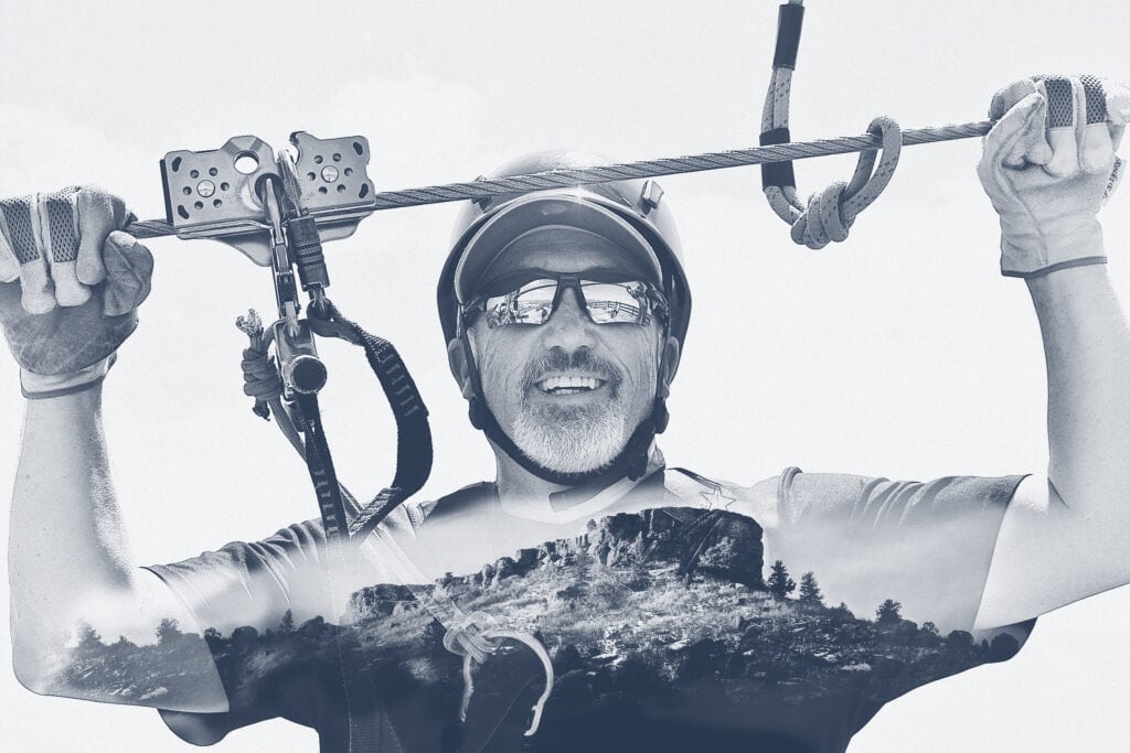 double exposure man zip with castle rock